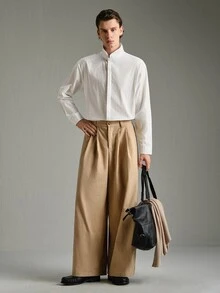 Calmiston 男士棉質輕量面料 Polo 衫 | 白色領口上衣,適合日常、通勤、辦公、輕量運動與海灘穿著 - 白色 - 查看 5