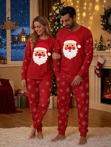 SHEIN Set Piyama Natal, Atasan Lengan Panjang dan Celana Motif Santa Claus untuk Pria (Hanya untuk Dewasa, Tidak untuk Bayi) - MultiWarna - View 1