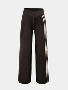 SHEIN Sovereign Charm Celana Panjang Olahraga Wanita dengan Motif Garis-garis, Nyaman untuk Olahraga, Latihan, Jogging, dan Yoga - Coklat - View 4
