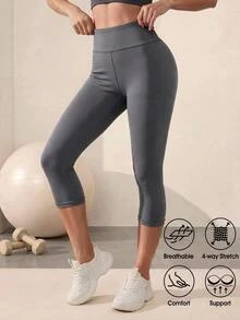 Easithlete Dark Wash Casual Athletic Low Waist Style Waist Drawstring Slim Fit Yoga Sports Capris Gym Running Summer - Grey - View 2