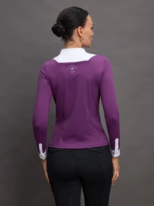 Activina Women's Contrast Color Minimalist Long Sleeve Equestrian Wear, Everyday - Purple - View 2
