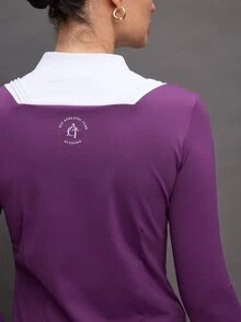 Activina Women's Contrast Color Minimalist Long Sleeve Equestrian Wear, Everyday - Purple - View 6