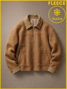 AKNOTIC Men's Casual Woven Turn Collar Jacket, Suitable For Daily Wear, Streetwear, Autumn Winter - Brown - View 7