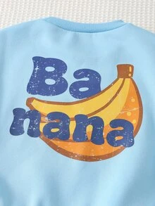 Cozy Pixies Kids Young Boys Pullover Sweatshirt & Sweatshirt -, Letter Crew Neck Long Sleeve Pullover Sweatshirt & Printed Sweatpants, Versatile & Comfortable - Blue - View 4