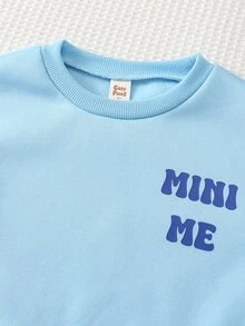 Cozy Pixies Kids Young Boys Pullover Sweatshirt & Sweatshirt -, Letter Crew Neck Long Sleeve Pullover Sweatshirt & Printed Sweatpants, Versatile & Comfortable - Blue - View 5