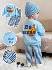 Cozy Pixies Kids Young Boys Pullover Sweatshirt & Sweatshirt -, Letter Crew Neck Long Sleeve Pullover Sweatshirt & Printed Sweatpants, Versatile & Comfortable - Blue - View 6