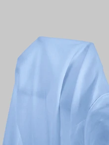 SHEIN MOD 女款大尺碼優雅長袖襯衫，收腰腰帶泡泡袖上衣，秋季款 - 藍色 - 查看 11