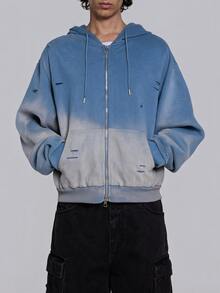 ROMWE MEN Street Life Hoodie Pria dengan Tali Serut, Kasual, Serbaguna untuk Pemakaian Sehari-hari - Royal Blue - View 1