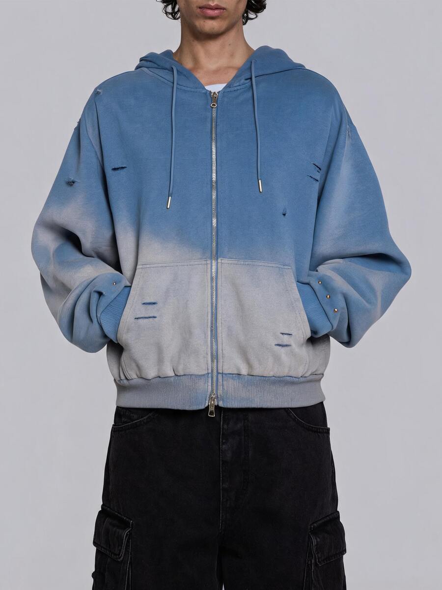 ROMWE MEN Street Life Hoodie Pria dengan Tali Serut, Kasual, Serbaguna untuk Pemakaian Sehari-hari - Royal Blue - View 1