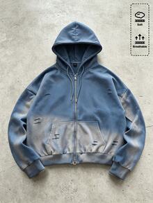 ROMWE MEN Street Life Hoodie Pria dengan Tali Serut, Kasual, Serbaguna untuk Pemakaian Sehari-hari - Royal Blue - View 3