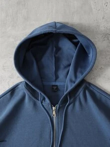 ROMWE MEN Street Life Hoodie Pria dengan Tali Serut, Kasual, Serbaguna untuk Pemakaian Sehari-hari - Royal Blue - View 4