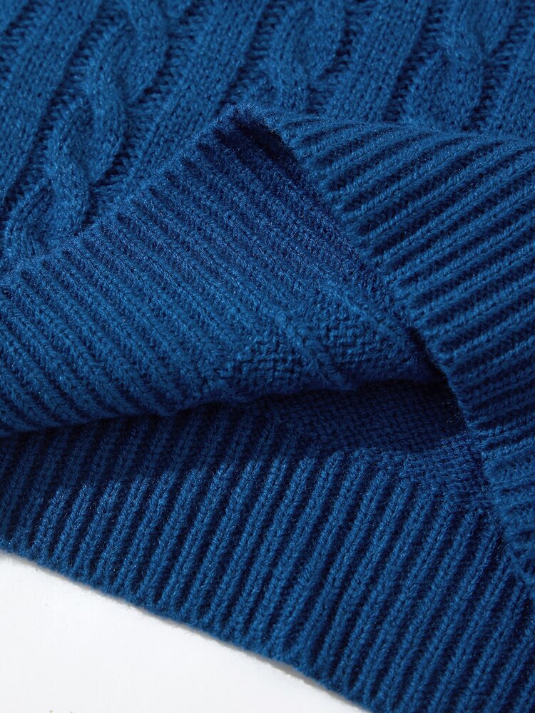 Sweater Pullover Rajut Tebal Lembut Motif Garis-Garis untuk Anak Laki-Laki, Cocok untuk di Rumah, Santai, Jalan-jalan, dan Berkumpul, Musim Gugur/Dingin - Biru - View 8