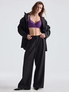 Bralution Underwire Bra With Adjustable Straps And Lace - Purple - View 9