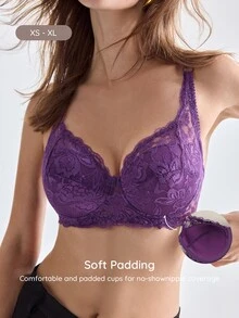 Bralution Underwire Bra With Adjustable Straps And Lace - Purple - View 2