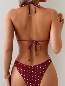 Swim Basics 女士两件式波点印花比基尼套装，休闲度假风 - 彩色 - 查看 2