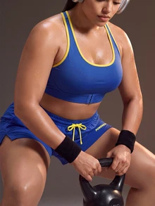 Powerista Women's Plus Size Front Closure High Impact Sports Bra - Blue - View 3