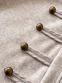 EgrlEra Jaket Wanita Musim Gugur Terbaru Warna Oatmeal dengan Saturasi Rendah yang Menawan, Serbaguna untuk Sehari-hari, Desain Kancing Ganda, Modis, Mewah, Lembut, dan Elegan - Grey - View 6