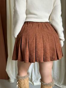 GalTyme Plus Size Sexy Street Fashion Pleated Mini Skirt Fall - Brown - View 2