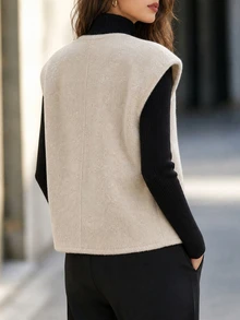 Editum Women's Casual Preppy Elegant Napoleon Jacket Office Gold Autumn - Apricot - View 2