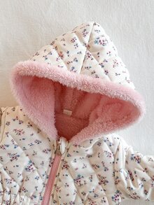 SHEIN 2件組女嬰秋冬百搭休閒加厚愛心毛絨法蘭絨收腰長版保暖外套 - 淺粉色 - 查看 9