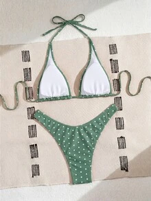 Swim Basics Women's Two Pieces Polka Dot Print Bikini Set, Casual Vacation Style - Multicolor - View 5