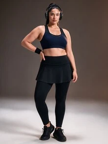 Powerista Women's Plus Size Colorblock Casual Daily Sports Bra - Navy Blue - View 7