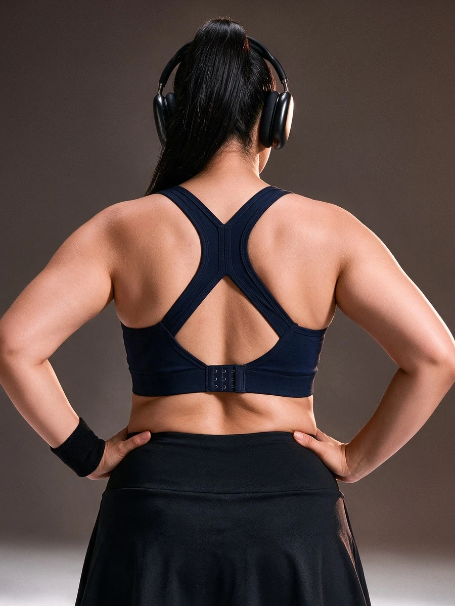 Powerista Women's Plus Size Colorblock Casual Daily Sports Bra - Navy Blue - View 1