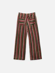 Nöista Multicolor Striped Wide-Leg Pants With Pockets. Fall, Winter, Autumn, Casual, College, University, Office, Cozy Everyday Look, Denim, Print, Comfy.. - Clay Red - View 11