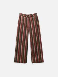 Nöista Multicolor Striped Wide-Leg Pants With Pockets. Fall, Winter, Autumn, Casual, College, University, Office, Cozy Everyday Look, Denim, Print, Comfy.. - Clay Red - View 10
