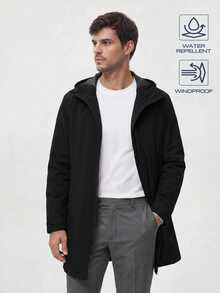 TekDrob WaterProof & WindProof Parka With Hoodie And Adjustable Details - Black - View 3