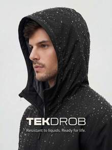 TekDrob WaterProof & WindProof Parka With Hoodie And Adjustable Details - Black - View 1