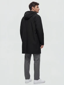 TekDrob WaterProof & WindProof Parka With Hoodie And Adjustable Details - Black - View 2