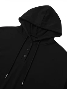 GlowEve CURVE Plus Size Women's Casual Fashion V-Neck Hooded Sweatshirt Thin Style Suitable For Spring And Autumn - Black - View 7