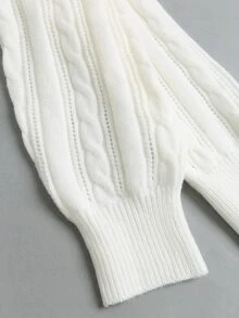 Autumina Cable Knit Knot Side Wrap Cardigan - White - View 7