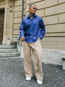 Artur Kramer Men's Thin Striped Long Sleeve Shirt, Fashionable Casual Style Suitable For Spring And Autumn - Blue - View 4