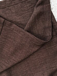 MaterniWear Maternity Metal Decor Pleated Top And Adjustable Waist Long Pants 2 Pieces Set Fall - Brown - View 7