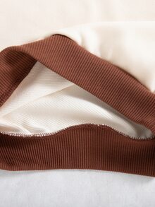 Souflis Souflis 2pcs Setelan Sweatshirt dan Celana Anak Laki-laki Balita Gaya Preppy Lucu Warna Beige Cokelat dengan Cetakan Huruf dan Garis-garis Lengan Panjang Leher Bulat untuk Liburan Musim Gugur - MultiWarna - View 7