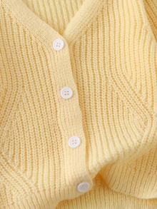 Souflis Souflis Baby Girl Solid Color Casual Versatile Daily Wear Cardigan - Yellow - View 4