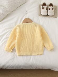 Souflis Souflis Baby Girl Solid Color Casual Versatile Daily Wear Cardigan - Yellow - View 2