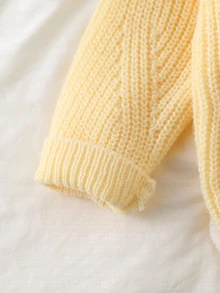Souflis Souflis Baby Girl Solid Color Casual Versatile Daily Wear Cardigan - Yellow - View 5