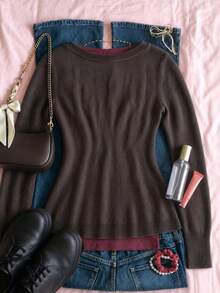 IslaSuriya Women's Cable Knit Long Sleeve Single-Breasted Casual Cardigan - Coffee Brown - View 2