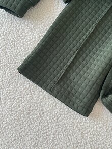 SHEIN 女嬰 0-3 歲軍綠色蝴蝶結刺繡 2 件套立領長袖運動衫套裝，適合日常穿著、上學、玩耍等多種場合 - 軍綠色 - 查看 7