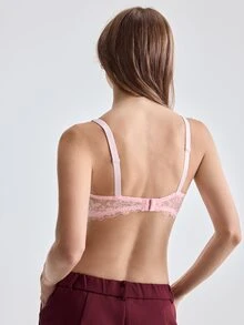 Bralution 女款蕾絲可調式肩帶扣環純色優雅內衣 - 粉色 - 查看 11