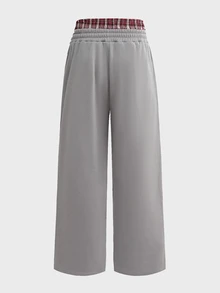 SWAVVY Men's Spring/Autumn/Summer Casual Loose Long Pants Standard Size Embroidered Black Snow Wash - Light Grey - View 4