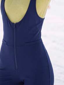 In My Nature Women's Casual Versatile Ski Suit One-Piece Flared Leg Pants - Blue - View 6