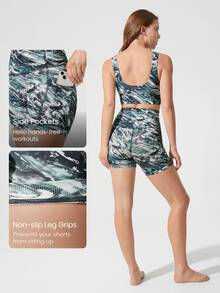 GLOWMODE 4.3" FeatherFit™ Anti-Slip Pocket Bike Shorts Non Front Seam Low Impact Cycling Running Gym Workout Summer - Multicolor - View 3