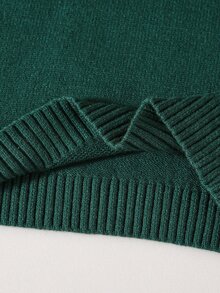 SHEIN 女童 2 件套針織套裝，花卉重工刺繡圓領套頭毛衣與裙子，柔軟深綠色甜美優雅田園風簡約休閒穿搭，適合秋冬旅行、外出、派對、戶外玩耍、野餐 - 綠色 - 查看 11