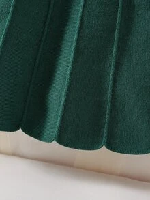 SHEIN 女童 2 件套針織套裝，花卉重工刺繡圓領套頭毛衣與裙子，柔軟深綠色甜美優雅田園風簡約休閒穿搭，適合秋冬旅行、外出、派對、戶外玩耍、野餐 - 綠色 - 查看 8