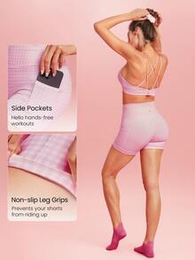 GLOWMODE 4.3" FeatherFit™ Anti-Slip Pocket Bike Shorts Non Front Seam Low Impact Cycling Running Gym Workout Summer - Bubblegum Pink - View 3