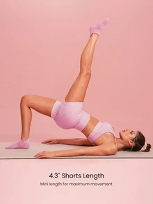 GLOWMODE 4.3" FeatherFit™ Anti-Slip Pocket Bike Shorts Non Front Seam Low Impact Cycling Running Gym Workout Summer - Bubblegum Pink - View 5
